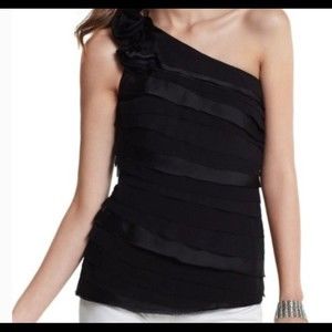 White House Black Market: Tiered, One Shoulder Top Size 12